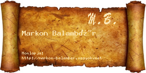 Markon Balambér névjegykártya